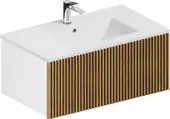 ЗОВ Тумба с умывальником Кито 90 K90LW0MRM-OL90 (белый/тростник)