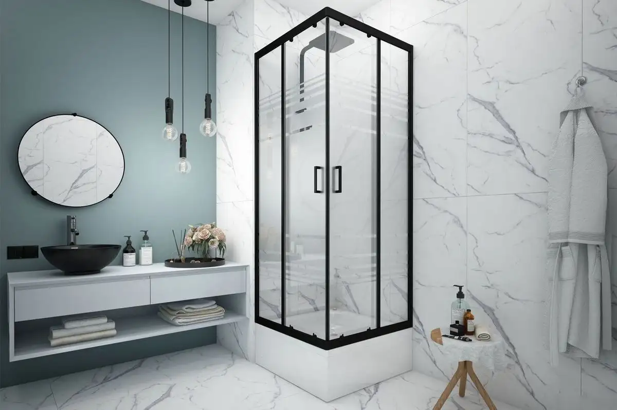 Душевой уголок Метакам Universal 90x90 KKS_016219 (черный/текстурированное стекло) - фото товара