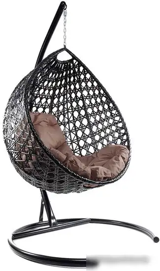 Подвесное кресло M-Group Капля Люкс 11030405 (черный ротанг/коричневая подушка) – фото товара