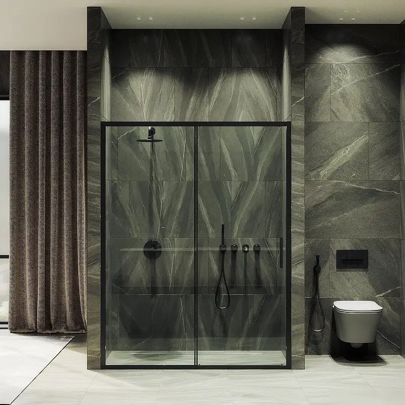 Душевая дверь MaybahGlass 195x150 MGD-1277-6 (бесцветный/черный) - фото товара