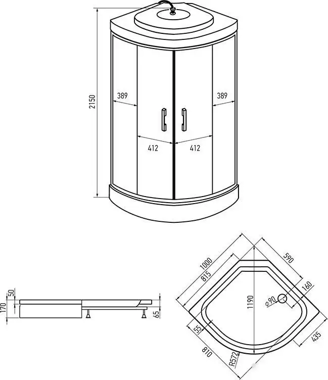 Душевая кабина Erlit ER3510P-C3-RUS 100x100 - фото товара