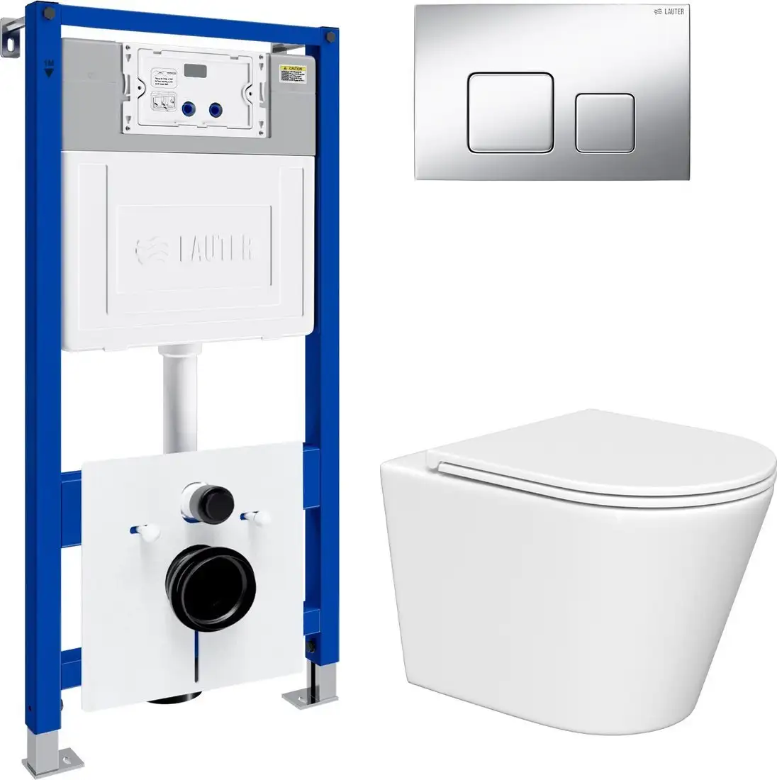 Унитаз подвесной Lauter Longer 2110822 с кнопкой 219703F (квадратная, сатин) - фото товара