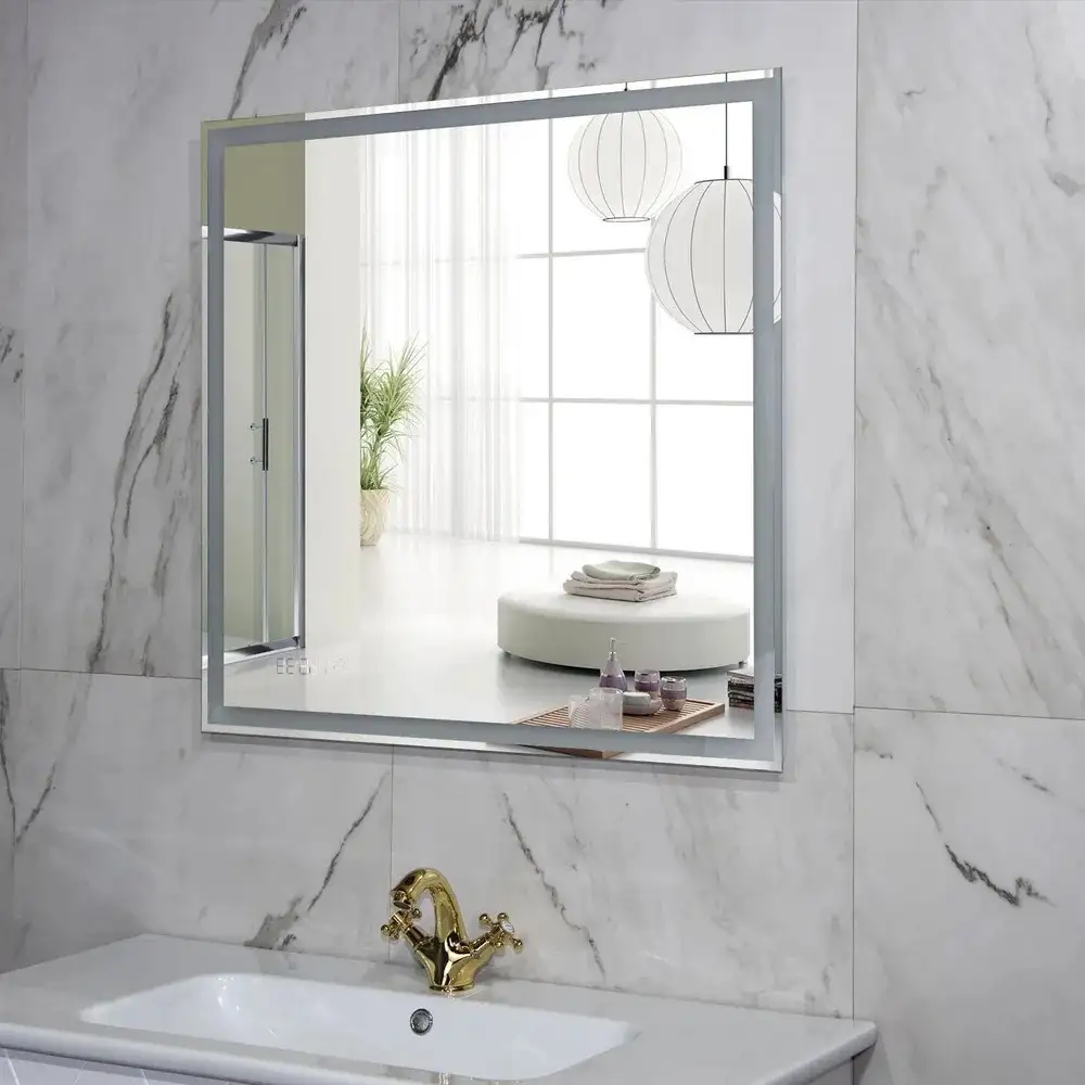 Пекам Зеркало Greta 80x80 greta-80x80spcl (с подогревом, подсветкой, сенсором на прикосновение и часами) – фото товара