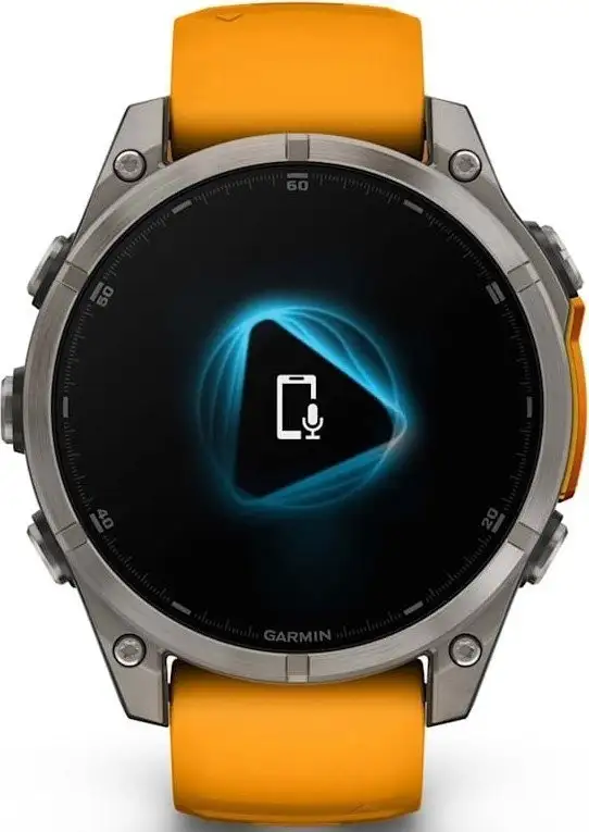 Умные часы Garmin Fenix 8 Sapphire, Titanium 47мм (светло-серый, оранжевый силиконовый ремешок) – фото товара