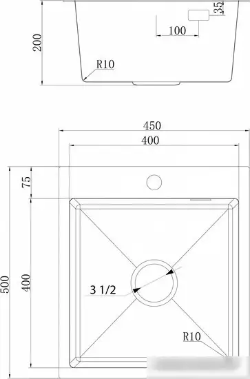 Кухонная мойка Ukinox PRB450.500-GT10C0CW - фото товара