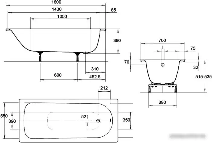 Ванна Eurowa 160x70 - фото товара