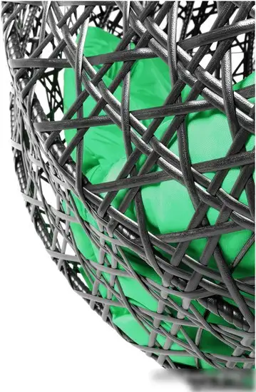 Подвесное кресло M-Group Для двоих Люкс 11510404 (черный ротанг/зеленая подушка) – фото товара