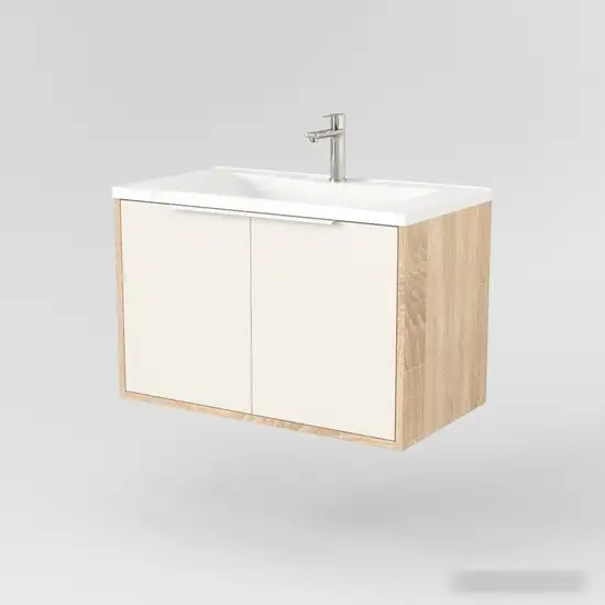 Дабер Тумба под умывальник 018 Andrea Elen 80 Т18.8А.0.18Б (бежевый/дуб бардолино/ручка белая) – фото товара