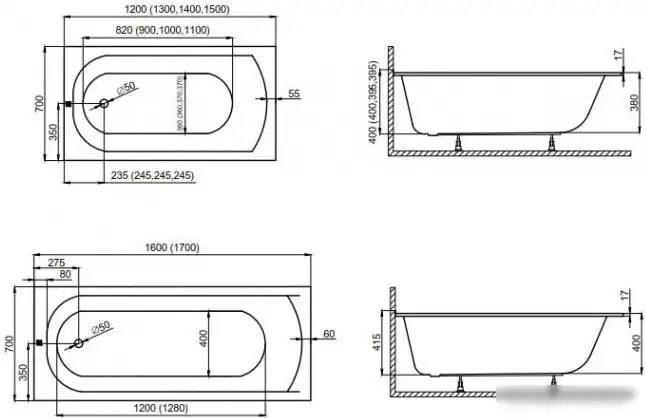 Ванна Polimat Classic Slim 170x70 - фото товара