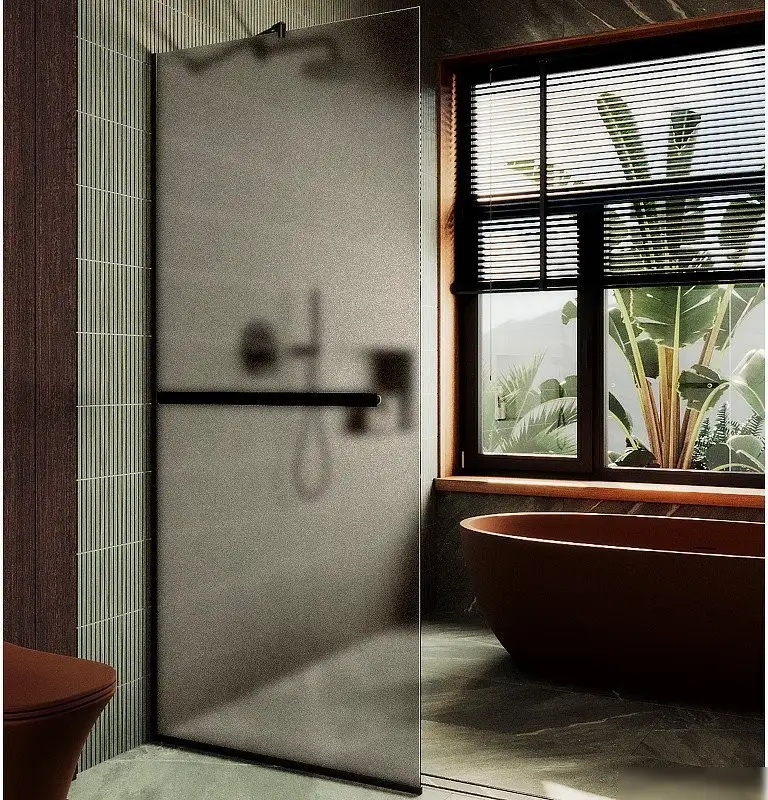 Душевая стенка MaybahGlass 109x195 MGD-710-6у (бронзовое матовое стекло/черный) - фото товара