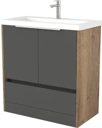 Дабер Тумба под умывальник 017 Тобага/Эридан 80 Т17.8Т.0.22Б (дуб галифакс/серый/ручка белая) – изображение в каталоге
