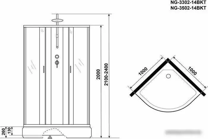 Душевая кабина Niagara NG-3302-14BKT 100x100x200 - фото товара