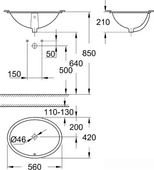 Умывальник Grohe 39423000 56x42 - фото товара