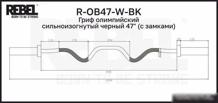 Гриф для штанги Rebel R-OB47-W-BK – фото товара