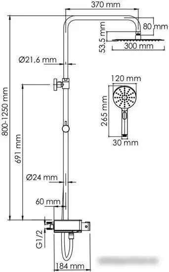 Душевая система Wasserkraft A113.118.127.CH Thermo - фото товара