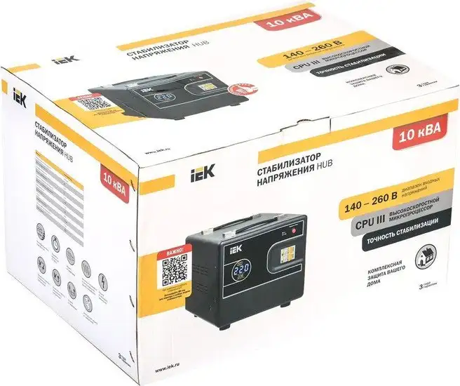 Стабилизатор напряжения IEK HUB 10 кВА IVS21-1-010-13 – фото товара