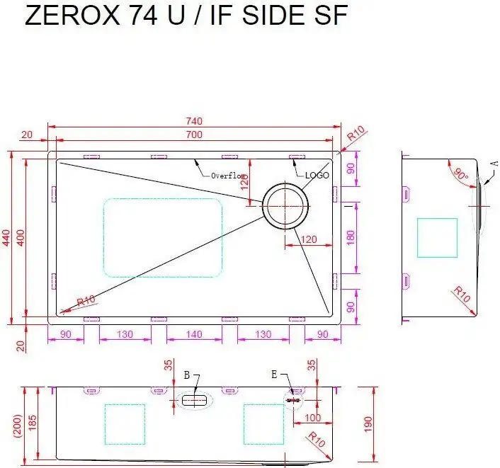 Кухонная мойка ZorG Zerox 74 U / IF Side SF PVD Gold - фото товара
