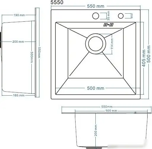 Кухонная мойка Schtoff Best Decor Black 5550 + коландер KR-1 BLACK + дозатор SD-1 BLACK - фото товара