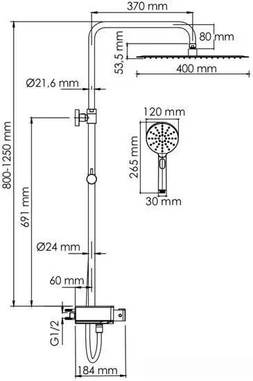 Душевая система Wasserkraft A113.119.127.CH Thermo - фото товара
