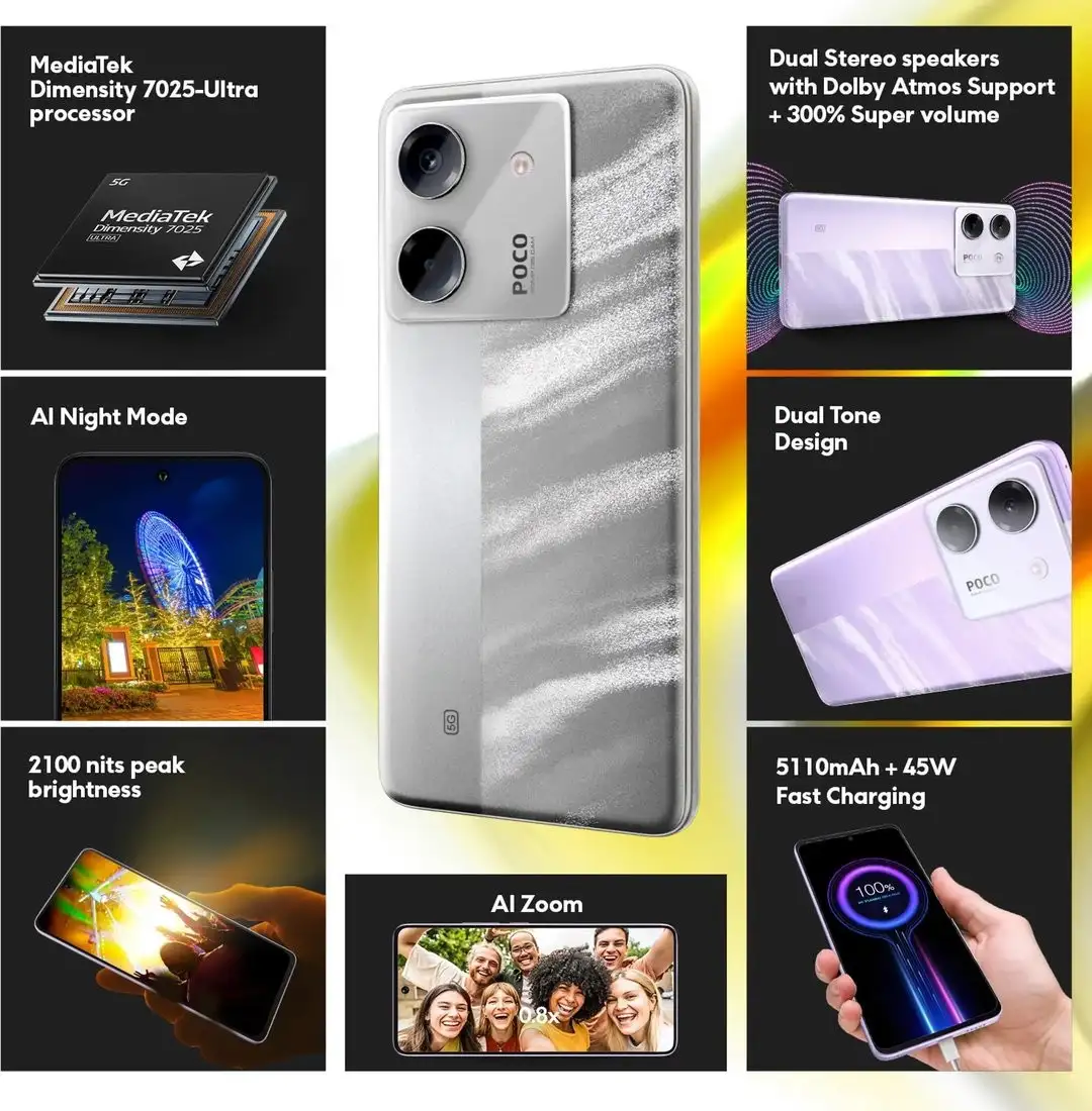 Телефон POCO M7 Pro 5G 8GB/256GB международная версия (серебристый) – фото товара