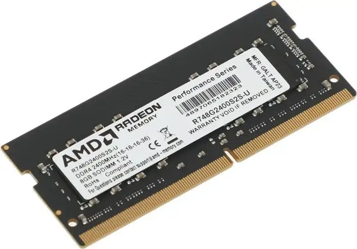 Оперативная память AMD Radeon R7 Performance 8GB DDR4 SODIMM PC4-19200 R748G2400S2S-U – фото товара