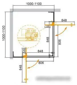 Душевой уголок Cezares SLIDER-A-2-100/110-BR-NERO - фото товара