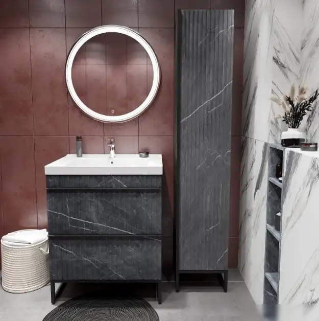 Mixline Шкаф-пенал Окленд Лофт R 553139 (графит мрамор) – фото товара