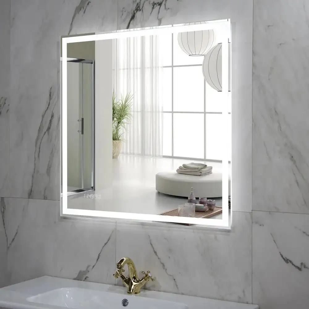 Пекам Зеркало Greta 80x80 greta-80x80spcl (с подогревом, подсветкой, сенсором на прикосновение и часами) – фото товара