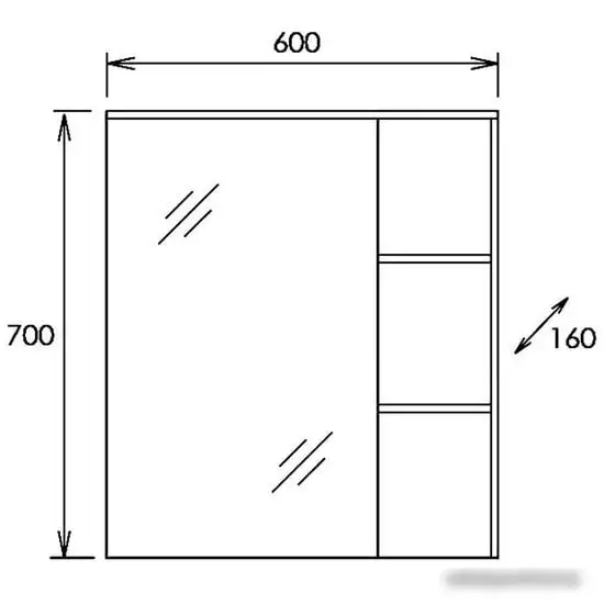 Мебель для ванных комнат Onika Шкаф с зеркалом Легран 60.00У 206071 – фото товара