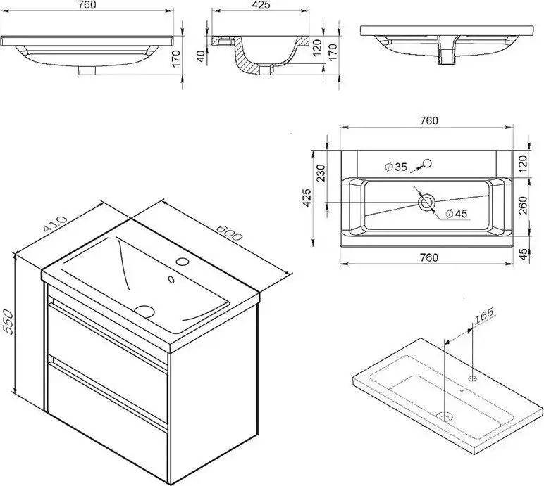 AM.PM Тумба с умывальником Pulse M91-FHX0602-WCC0602WG – фото товара