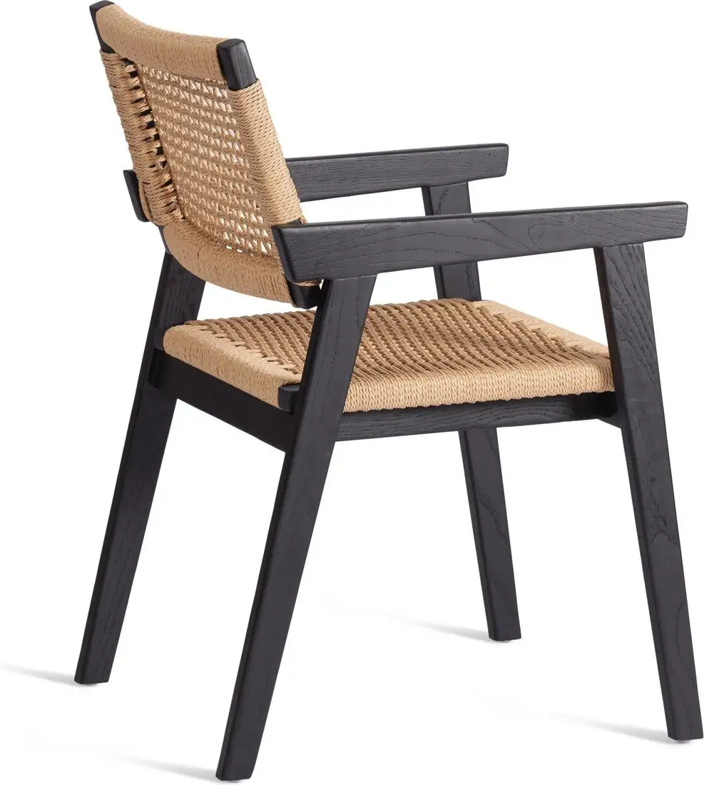 Стул с подлокотниками TetChair Vanheim дерево вяз/бечевка (черный) – фото товара