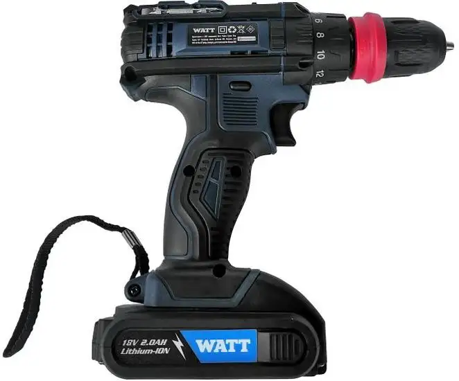 Дрель-шуруповерт WATT WAS-18Li-3 1.018.030.23 (с 2-мя АКБ, кейс) – фото товара