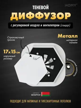 Вентиляционная решетка HOMY AIR гексагон AH100WRS 17x15 (белая) – изображение в каталоге