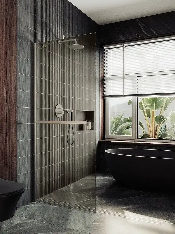 Душевая стенка MaybahGlass 69x195 MGD-721-5ш (бронзовое стекло/хром матовый) - фото товара