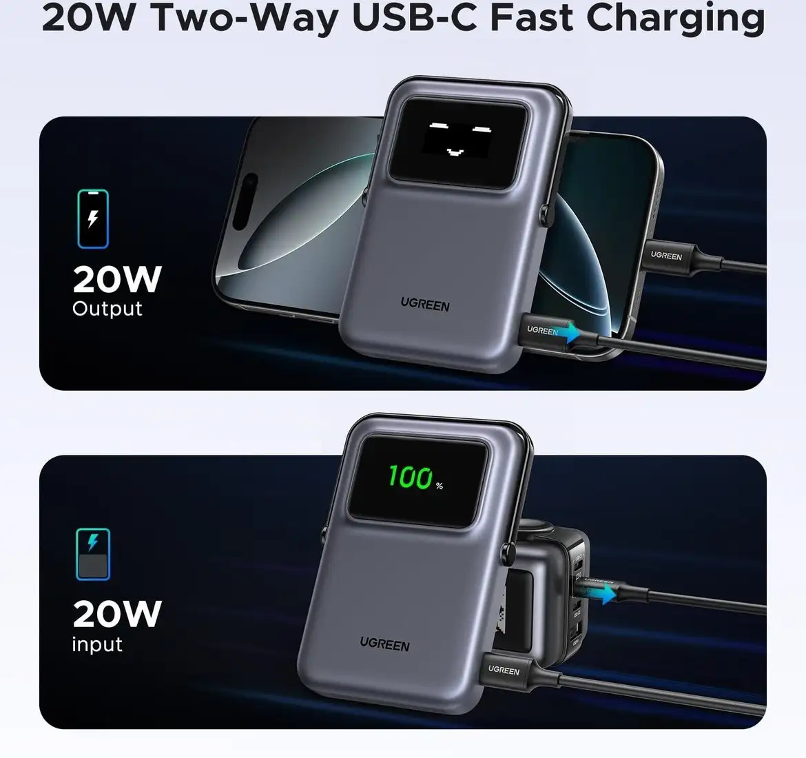 Внешний аккумулятор Ugreen PB764 10000mAh (серый) – фото товара