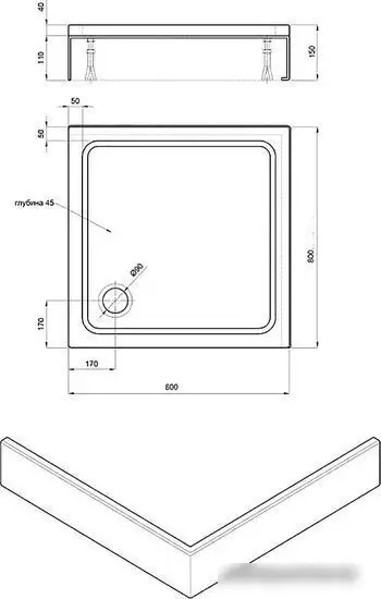 Душевой поддон Aquatek DPA-0000008 80x80 (без сифона) - фото товара