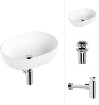 Умывальник Lauter 21836A + клапан 21190CH + сифон 21635CH (хром) - изображение в каталоге