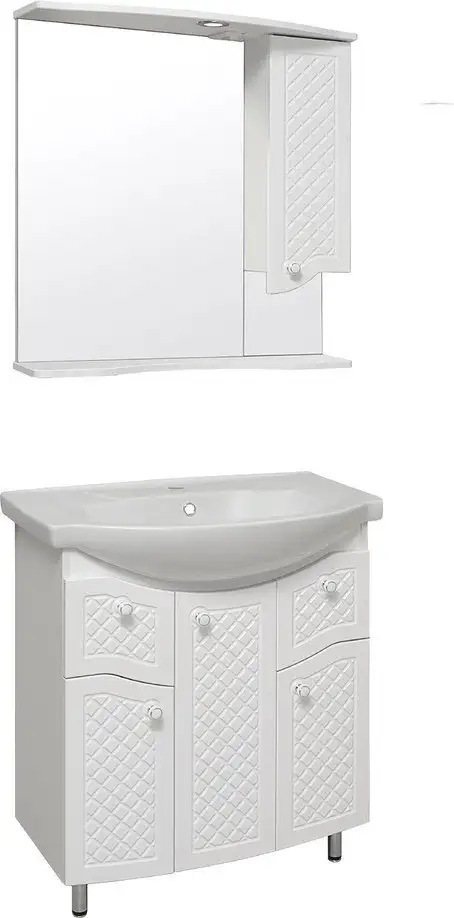 Runo Тумба с умывальником Runo Милано 75 + Элеганс 75 (напольная, белый) – фото товара