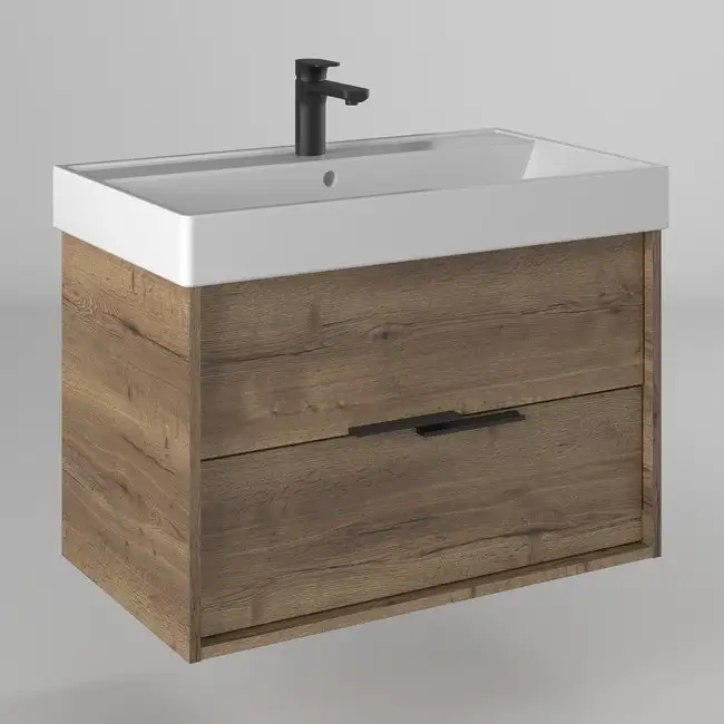 Briz Тумба с умывальником Тесо 80 243 03-18080-17 00 ВЕЛ (дуб веллингтон табак) – фото товара