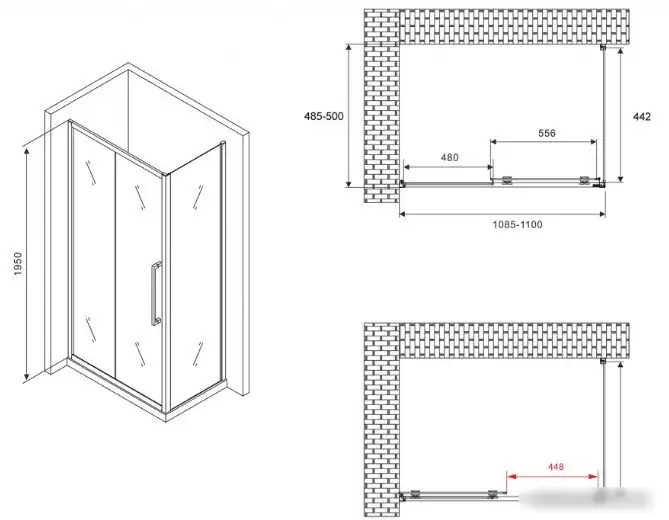 Душевой уголок Abber Schwarzer Diamant AG30110H-S50 - фото товара