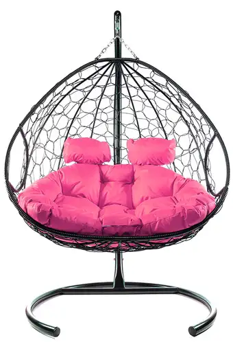 Подвесное кресло M-Group Для двоих 11450408 (черный ротанг/розовая подушка) – изображение в каталоге