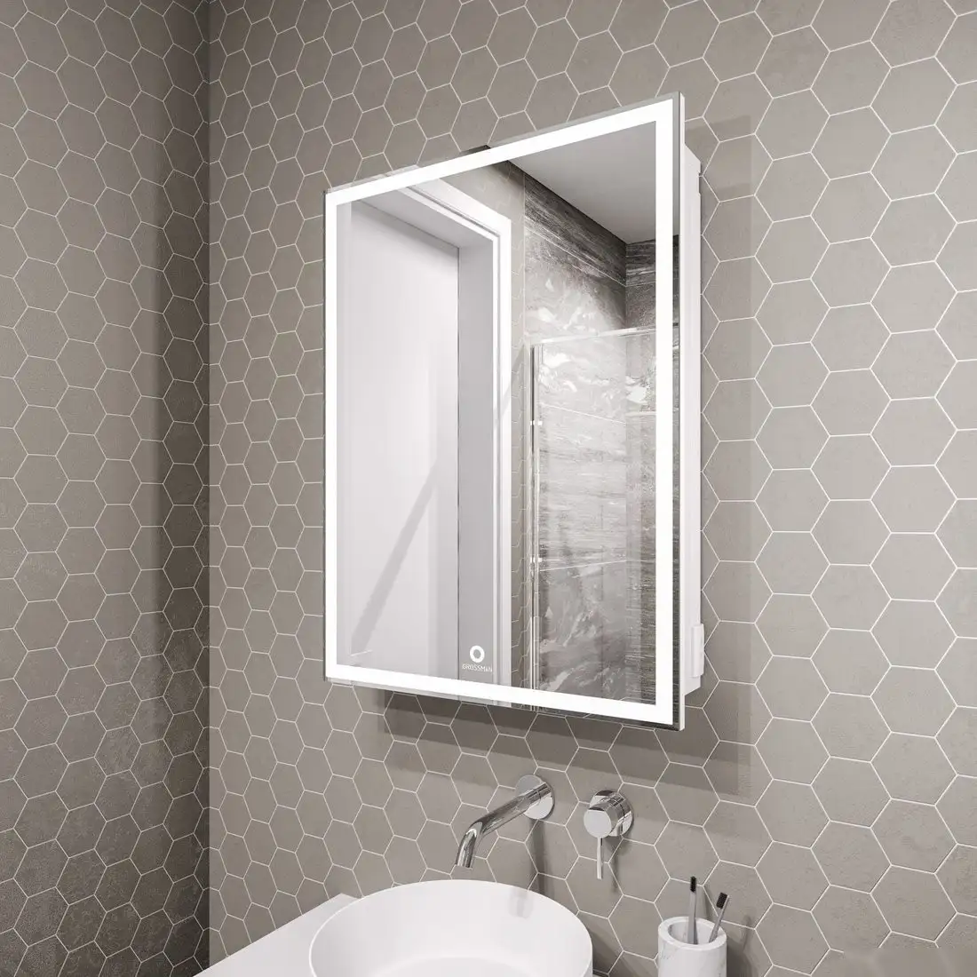 Grossman Шкаф с зеркалом для ванной Меркадо-50 205005 – фото товара