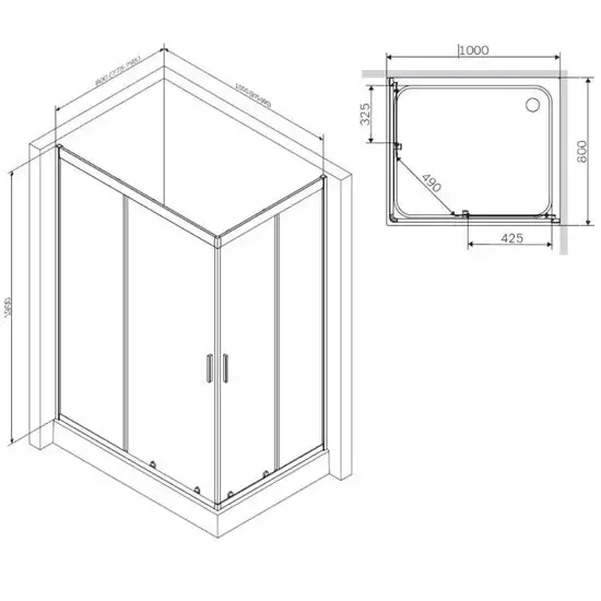 Душевой уголок AM.PM Gem W90G-404-100280-BT 100x80 - фото товара