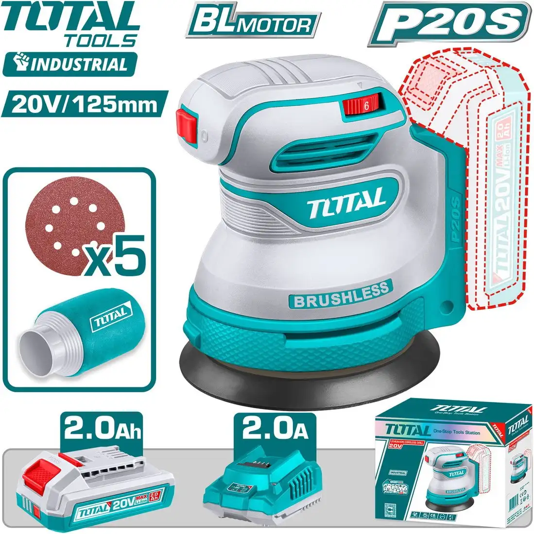 Эксцентриковая шлифмашина Total TROSLI20021 (с 1-им АКБ) – изображение в каталоге