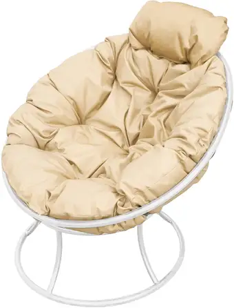 Кресло M-Group Папасан мини 12060101 (белый/бежевая подушка) – изображение в каталоге