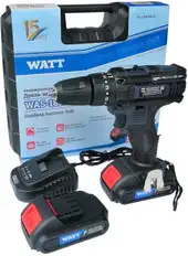 Ударная дрель-шуруповерт WATT WAS-18Li-3 1.018.Y29.23 (с 2-мя АКБ, кейс) – изображение в каталоге