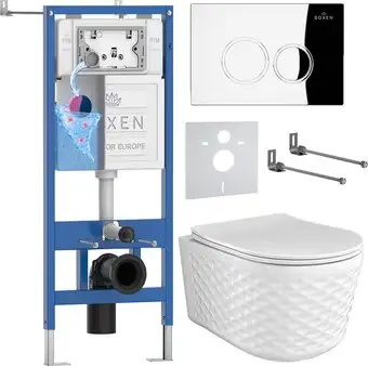 Унитаз подвесной Roxen Vine Tornado в комплекте с инсталляцией StounFix Dual Fresh 6 в 1 979009 (кнопка: хром глянцевый) - изображение в каталоге