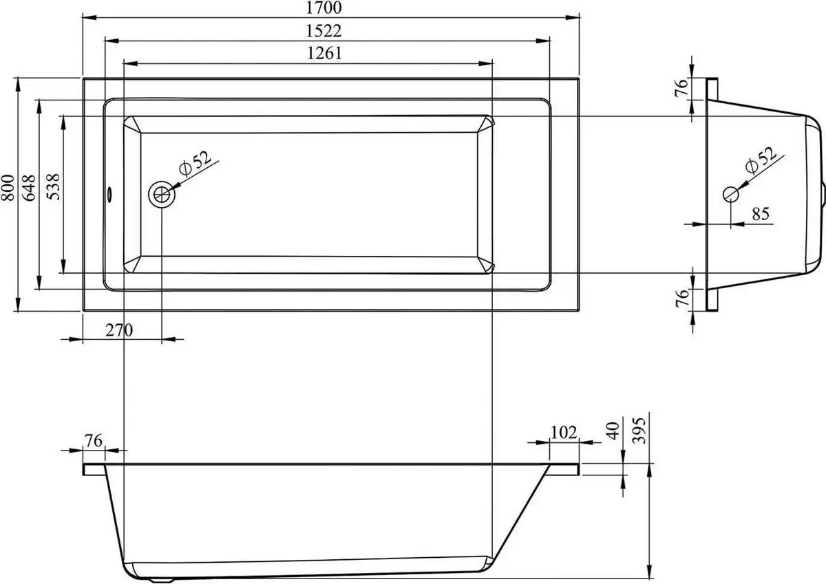 Ванна Lavinia Boho Element 170x80 3709008P - фото товара
