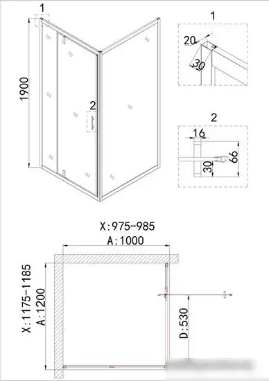 Душевой уголок Niagara NG-43-12AG-A100G 120x100x190 - фото товара