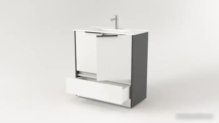 Дабер Тумба под умывальник 017 Тобага/Эридан 80 Т17.8Т.0.20Ч (белый древесный/серый/ручка черная) – фото товара